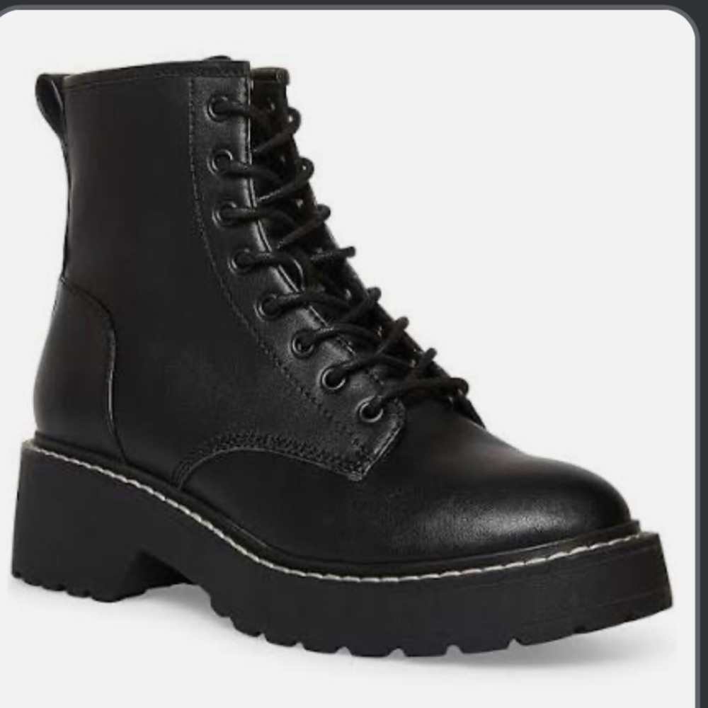 NIB/NWT Madden Girl Carra Lace Up Combat Boots, Black, Size 7.5